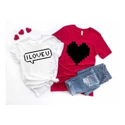 Pixel I Love You Shirt, Pixel Heart Shirt, Valentines Day Tee, Couple Shirt, Valentine's Day Gift, Gift for Valentine's