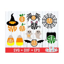 Halloween svg, Halloween Monogram Frames svg, dxf, eps, candy corn svg, ghost svg, web svg, witch svg, silhouette, cricu