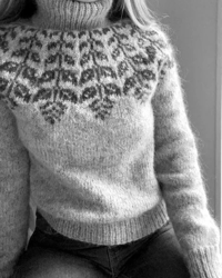 Turtleneck Icelandic Sweater Lopapeysa Hand Knit Round Yoke Pullover Women Merino Wool Norwegian Sweater Christmas Gift