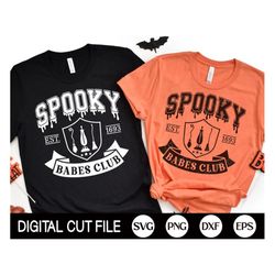 Spooky Babes Club SVG PNG, Halloween Varsity Svg, Witch Svg, Retro Halloween Shirt, Svg Files For Cricut