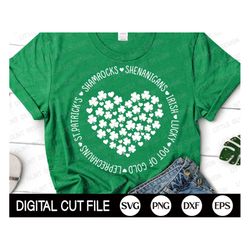 Heart Clover Svg, St Patrick Day SVG, Shamrock Svg, Clover Svg, Farmhouse Sign, Lucky Quote Shirt, Png, Svg Files For Cr