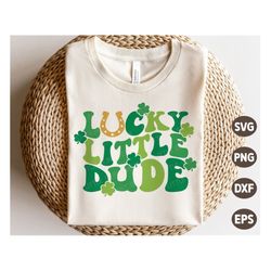 Lucky Little Dude Svg, Kids St Patricks Day SVG, Clover Svg, Shamrock Svg, Retro St Patricks Shirt, Svg Files For Cricut