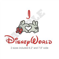 I Love Disney World Machine Embroidery Design