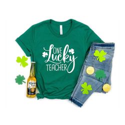 One Lucky Teacher Shirt, St Patricks Day Shirt, Irish Gifts , Clover Shirt, Shamrock Shirt, Leopard Shamrock, Lucky Shir
