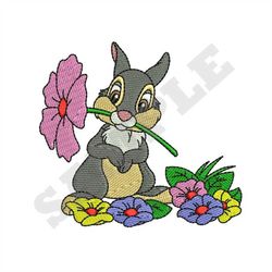 Thumper with Flowers Machine Embroidery Design