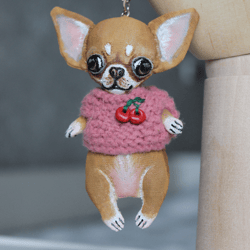 Keychain textile Chihuahua Chihuahua Key dekoration Decoration for bags Keyring Gift for her