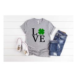 Love With Shamrock Shirt, St Patricks Day Shirt, Irish Gifts , Clover Shirt, Shamrock Shirt, Leopard Shamrock, Lucky Shi