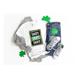 Lucky Lucky Lucky Shirt, St Patricks Day Shirt, Irish Gifts , Clover Shirt, Shamrock Shirt, Leopard Shamrock, Lucky Shir