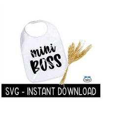 Baby Bib SVG, Mini Boss Baby Bodysuit SVG Files, Baby Shower SvG Instant Download, Cricut Cut Files, Silhouette Cut File