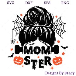 Momster Frankenstein SVG, Mom Halloween SVG, Messy Bun SVG