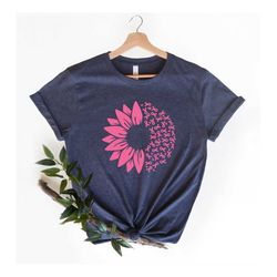 Sunflower Breast Cancer shirt, Breast Cancer Shirt, Pink Ribbon T-shirt, Cancer Awareness, Breast Cancer Survivor Gift,