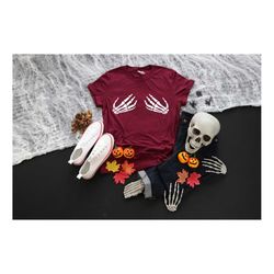 Halloween Skeleton Hand Shirt,Halloween Skeleton Hand Shirt,Skeleton Boobs Shirt, Skeleton Bra Shirt, Halloween Shirt, H