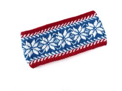 Hand knitted wool headband Norwegian snowflake head wrap headband ear warmers unisex boho hair accessory Christmas gift