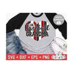 Baseball Grandma svg - Baseball Cut File - svg - dxf - eps - png - Baseball Heart Brush Strokes - Silhouette - Cricut -