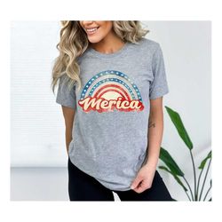 Merica Shirt, Merica Vintage Rainbow T-shirt, Vintage America Shirt, American Vintage Rainbow Shirt, Merica Women Shirt,