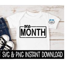 One Month Baby SvG, One Month Baby PNG, Month Milestone Baby Bodysuit SVG, Instant Download, Cricut Cut Files, Silhouett