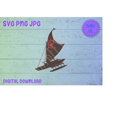 Polynesian Canoe SVG PNG JPG Clipart Print-Then-Cut File Download for Cricut Silhouette Sublimation Printable Art - Pers