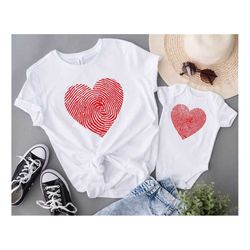 Mom And Me Valentines Day Tee, Valentines Day Shirt, Cute Heart T-shirt, Heart Fingerprint Shirt, Cute Valentine Shirt,