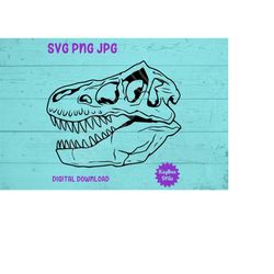 T-Rex Dinosaur Skull SVG PNG JPG Clipart Digital Cut File Download for Cricut Silhouette Sublimation Printable Art - Per