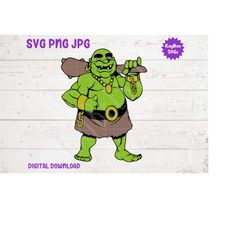 Troll with Club SVG PNG JPG Clipart Digital Cut File Download for Cricut Silhouette Sublimation Printable Art - Personal