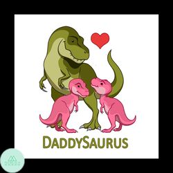 daddysaurus t rex father & twin baby girl dinosaurs svg, family svg, daddysaurus svg, t rex father svg, twin baby girl d