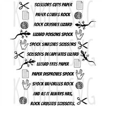 Rock Paper Scissors Lizard Spock - SVG PNG JPG Clipart Digital Cut File Download for Cricut Silhouette - Personal Use On