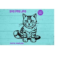 Striped Tabby Cat SVG PNG JPG Clipart Digital Cut File Download for Cricut Silhouette Sublimation Printable Art - Person