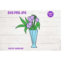 Purple Bellflowers in Vase SVG PNG JPG Clipart Digital Cut File Download for Cricut Silhouette Sublimation Printable Art