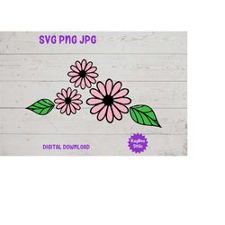 Pink Flowers SVG PNG JPG Clipart Digital Cut File Download for Cricut Silhouette Sublimation Printable Art - Personal Us