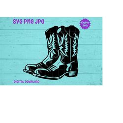 Cowboy Boots SVG PNG Jpg Clipart Digital Cut File Download for Cricut Silhouette Sublimation Printable Art - Personal Us