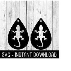 Earring SVG, Lizard Earring SVG, Gecko Teardrop Earrings SvG Files, Instant Download, Cricut Cut Files, Silhouette Cut F