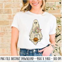 Vintage Floral Ghost Cute Halloween Funny Png, Ghost Halloween, Fall Png, Pumpkin Halloweentown Png, Halloween Party,Gif