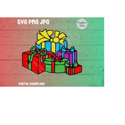 Pile of Christmas Gifts SVG PNG JPG Clipart Digital Cut File Download for Cricut Silhouette Sublimation Printable Art -