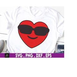 Cool Smiley Sunglasses Emoji Valentine Day Svg, Heart Svg, Smiley With Heart-Shaped Svg, Emoji Svg, Emoji Heart Svg, Emo
