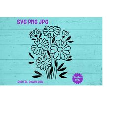 Daisy Flowers SVG PNG JPG Clipart Digital Cut File Download for Cricut Silhouette Sublimation Printable Art - Personal U