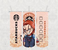 Chucky Starbucks Coffee Png, 3D Tumbler Wrap, Straight Tumbler PNG Design 20oz/ 30oz Tumbler PNG File instant download