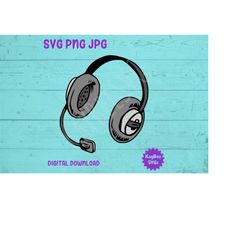 Headphones Headset with Microphone SVG PNG Jpg Clipart Digital Cut File Download for Cricut Silhouette Sublimation Art -