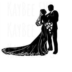 Wedding Bride and Groom Cake Topper SVG PNG JPG Clipart Digital Cut File Download for Cricut Silhouette - Personal Use O