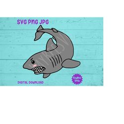 Cute Angry Shark SVG PNG JPG Clipart Digital Cut File Download for Cricut Silhouette Sublimation Printable Art - Persona