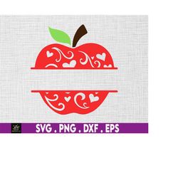 Apple Monogram svg, Split Monogram, Back To School, Name Frame, Instant Digital Download files included!