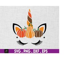 Fall Unicorn Face svg, Cute, Halloween, Thanksgiving, Autumn, Instant Digital Download files included!