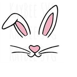 Easter Bunny Rabbit Ears SVG PNG JPG Clipart Digital Cut File Download for Cricut Silhouette Sublimation Printable Art -