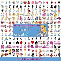 alice in wonderland bundle png files, alice clipart, mad hatter png, cheshire cat, disneyland png, magic kingdom, digita