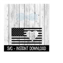 American Flag With Heart 4th Of July SVG, SVG Files, July 4th SVG Instant Download, Cricut Cut Files, Silhouette Cut Fil