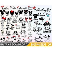 Minnie Bride Wedding Bundle Png Files, Mickey Minnie Png, Mickey Couple Clipart, Bride Cricut, Disneyland Png, Instant D