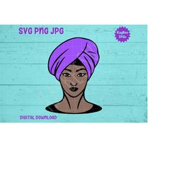 afro woman turban head wrap svg png jpg clipart digital cut file download for cricut silhouette sublimation printable -