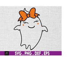 Ghost with Bow svg, Halloween svg, Bow svg, Ghost svg, Instant Digital Download files included!