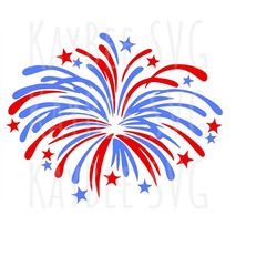 Red and Blue Fireworks - July 4th - Memorial Day - Veterans Day - Patriotic SVG PNG JPG Clipart Cut File Download for Cr