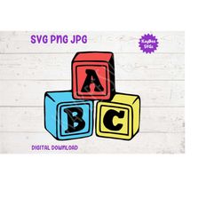 Alphabet Blocks Preschool Baby Toddler Toy SVG PNG JPG Clipart Digital Cut File Download for Cricut Silhouette Art - Per