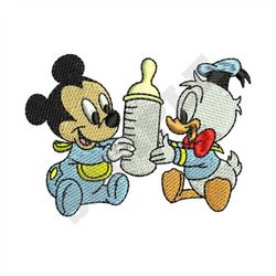 Baby Mickey Mouse and Donald Duck Machine Embroidery